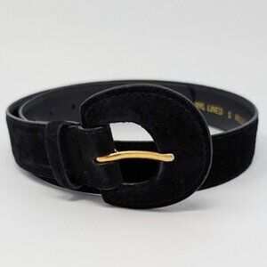 Amanda Smith Vintage Black Suede Belt Size S 90s Retro Wide Preppy Goth